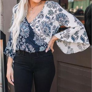 Willow & Root Two Tone Floral Top
